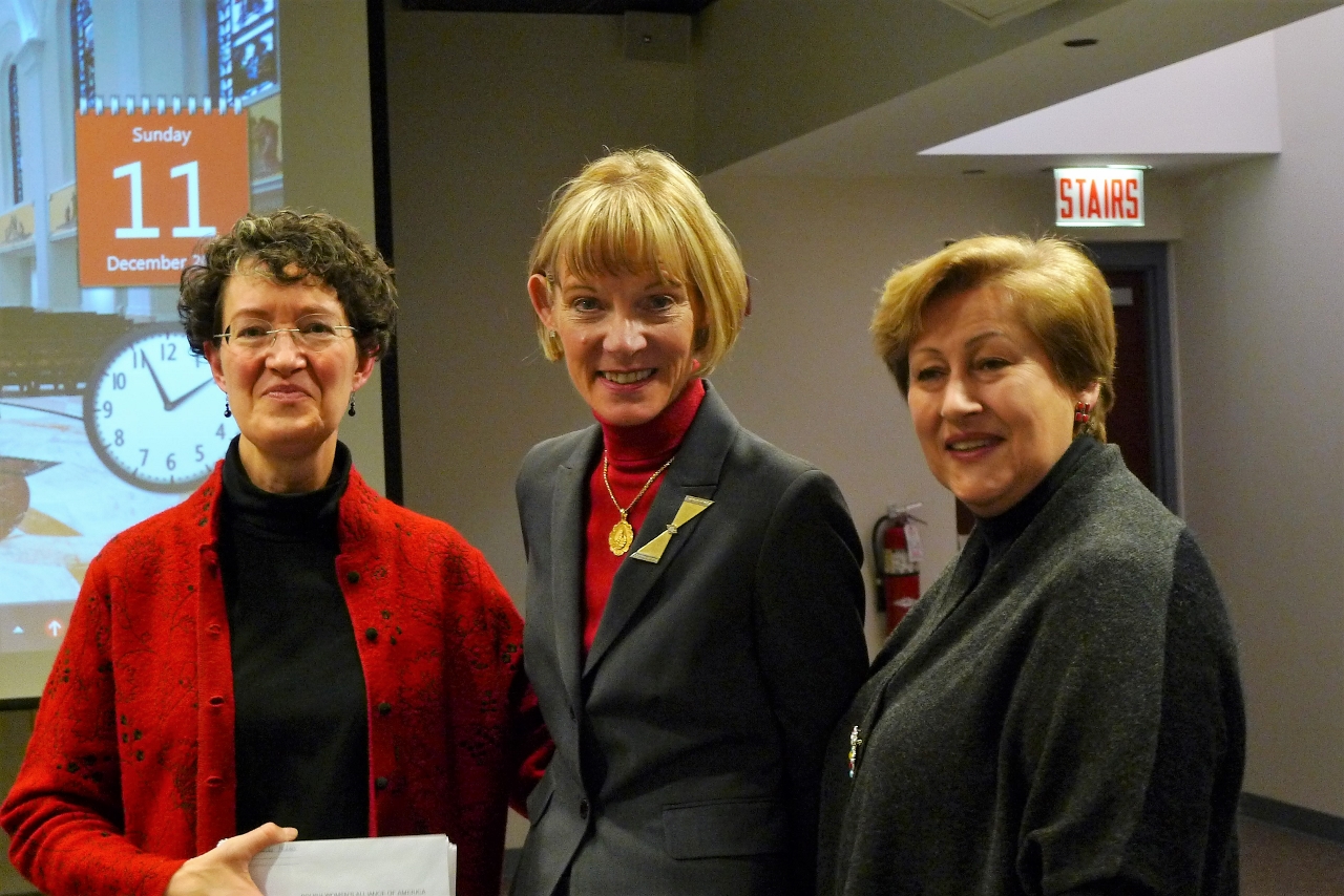 WLA Director, Nancy Freeman, with Antoinette Trela, Secretary-Treasurer of the Polish Women's Alliance, and Bozena Norwicka McLees, Director of Interdisciplinary Polish Studies at Loyola University Chicago, at an event held to launch fundraising efforts for the project.